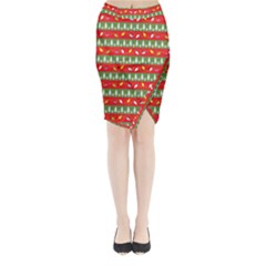 Christmas Papers Red And Green Midi Wrap Pencil Skirt