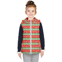 Christmas Papers Red And Green Kids  Hooded Puffer Vest by Pakrebo