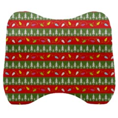 Christmas Papers Red And Green Velour Head Support Cushion