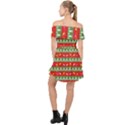 Christmas Papers Red And Green Off Shoulder Chiffon Dress View2