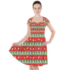 Christmas Papers Red And Green Cap Sleeve Midi Dress