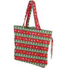 Christmas Papers Red And Green Drawstring Tote Bag by Pakrebo