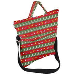 Christmas Papers Red And Green Fold Over Handle Tote Bag