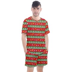 Christmas Papers Red And Green Men s Mesh Tee and Shorts Set