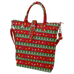 Christmas Papers Red And Green Buckle Top Tote Bag