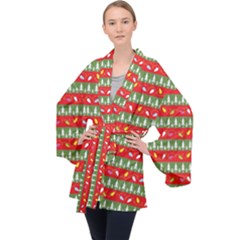 Christmas Papers Red And Green Velvet Kimono Robe