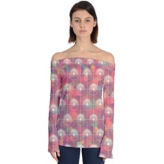 Colorful Background Abstract Off Shoulder Long Sleeve Top