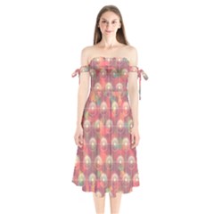 Colorful Background Abstract Shoulder Tie Bardot Midi Dress by Pakrebo