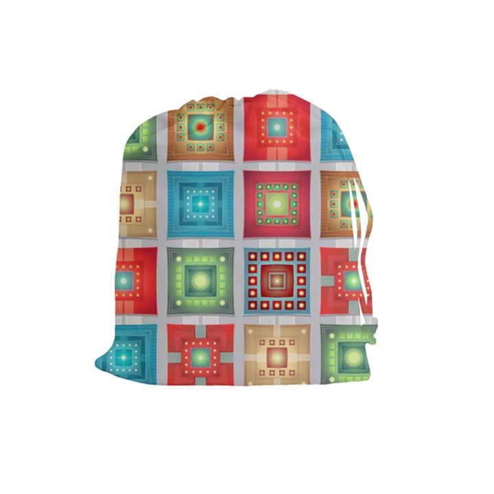 Tiles Pattern Background Colorful Drawstring Pouch (Large)