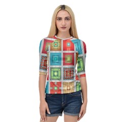 Tiles Pattern Background Colorful Quarter Sleeve Raglan Tee