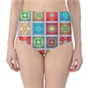 Tiles Pattern Background Colorful Classic High-Waist Bikini Bottoms View1