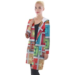 Tiles Pattern Background Colorful Hooded Pocket Cardigan