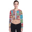 Tiles Pattern Background Colorful Long Sleeve Zip Up Bomber Jacket View1