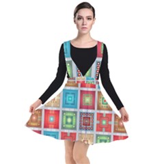 Tiles Pattern Background Colorful Plunge Pinafore Dress by Pakrebo