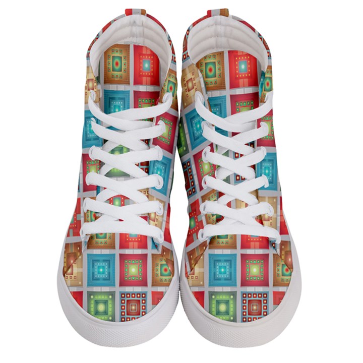 Tiles Pattern Background Colorful Men s Hi-Top Skate Sneakers