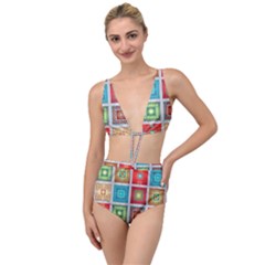 Tiles Pattern Background Colorful Tied Up Two Piece Swimsuit by Pakrebo