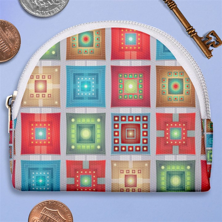 Tiles Pattern Background Colorful Horseshoe Style Canvas Pouch