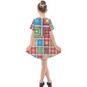 Tiles Pattern Background Colorful Kids  Short Sleeve Shirt Dress View2