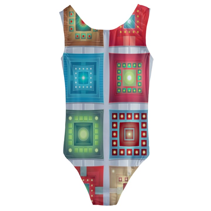 Tiles Pattern Background Colorful Kids  Cut-Out Back One Piece Swimsuit