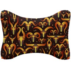 Stylised Horns Black Pattern Seat Head Rest Cushion by Pakrebo