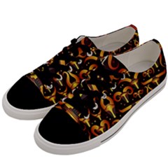 Stylised Horns Black Pattern Men s Low Top Canvas Sneakers by Pakrebo