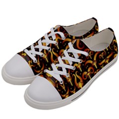 Stylised Horns Black Pattern Women s Low Top Canvas Sneakers by Pakrebo