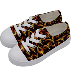 Stylised Horns Black Pattern Kids  Low Top Canvas Sneakers by Pakrebo