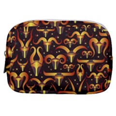 Stylised Horns Black Pattern Make Up Pouch (small) by Pakrebo