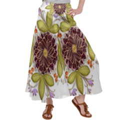 Flowers Decorative Flowers Pattern Satin Palazzo Pants