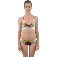 Flowers Decorative Flowers Pattern Wrap Around Bikini Set by Pakrebo