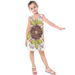 Flowers Decorative Flowers Pattern Kids  Sleeveless Dress by Pakrebo