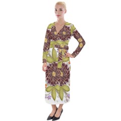 Flowers Decorative Flowers Pattern Velvet Maxi Wrap Dress