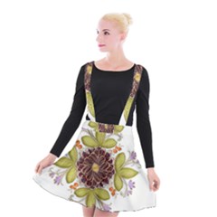 Flowers Decorative Flowers Pattern Suspender Skater Skirt by Pakrebo