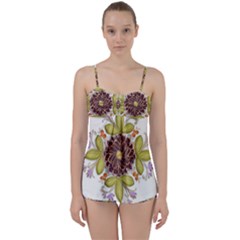 Flowers Decorative Flowers Pattern Babydoll Tankini Set by Pakrebo