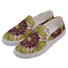 Flowers Decorative Flowers Pattern Men s Canvas Slip Ons by Pakrebo