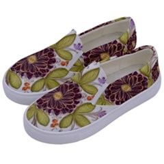 Flowers Decorative Flowers Pattern Kids  Canvas Slip Ons by Pakrebo