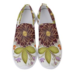 Flowers Decorative Flowers Pattern Women s Slip On Sneakers