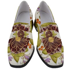 Flowers Decorative Flowers Pattern Women s Chunky Heel Loafers