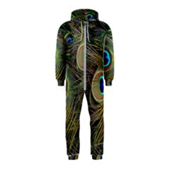 Peacock Tail Feathers Close Up Hooded Jumpsuit (kids)