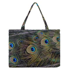 Peacock Tail Feathers Close Up Zipper Medium Tote Bag by Pakrebo