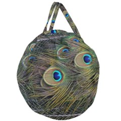 Peacock Tail Feathers Close Up Giant Round Zipper Tote by Pakrebo