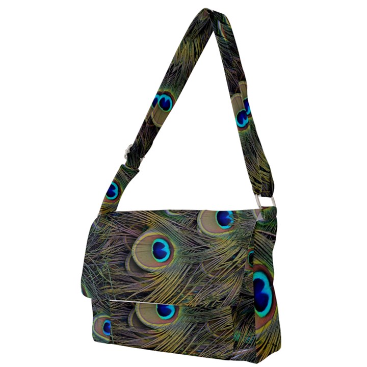 Peacock Tail Feathers Close Up Full Print Messenger Bag