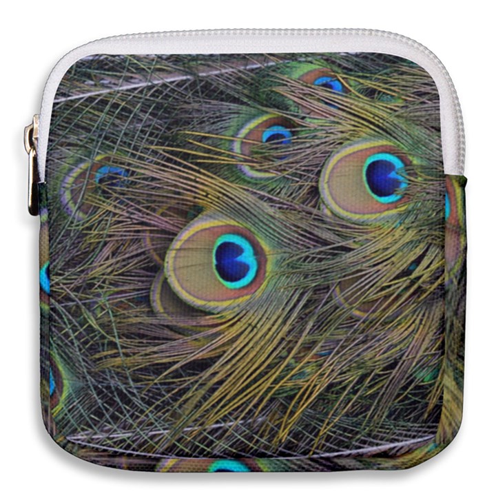 Peacock Tail Feathers Close Up Mini Square Pouch