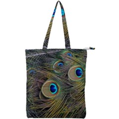 Peacock Tail Feathers Close Up Double Zip Up Tote Bag by Pakrebo