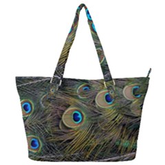 Peacock Tail Feathers Close Up Full Print Shoulder Bag