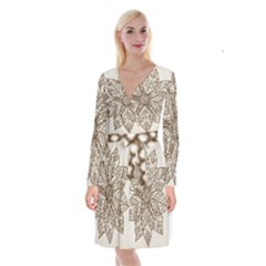 Flower Mandala Christmas Xmas Long Sleeve Velvet Front Wrap Dress