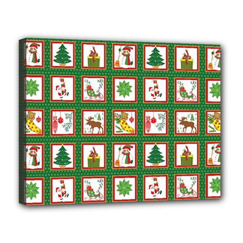 Christmas Paper Christmas Pattern Canvas 14  X 11  (stretched)