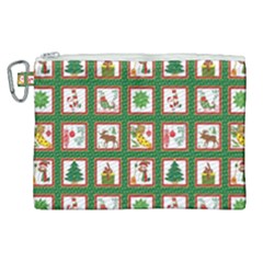 Christmas Paper Christmas Pattern Canvas Cosmetic Bag (xl) by Pakrebo