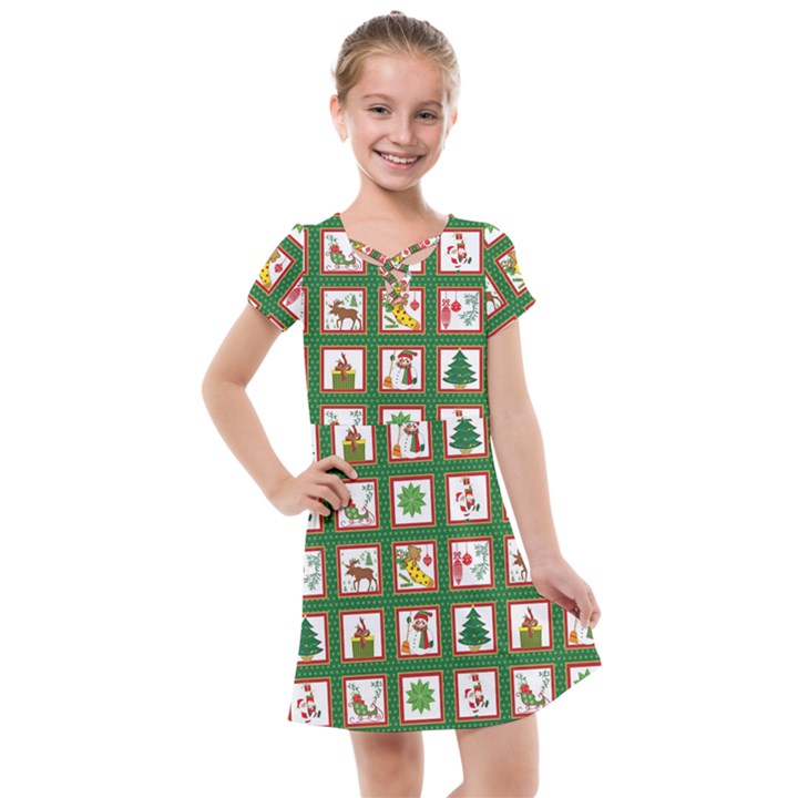 Christmas Paper Christmas Pattern Kids  Cross Web Dress