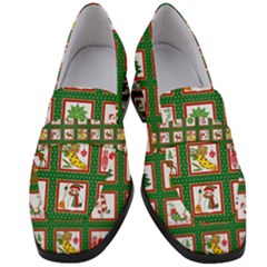 Christmas Paper Christmas Pattern Women s Chunky Heel Loafers by Pakrebo